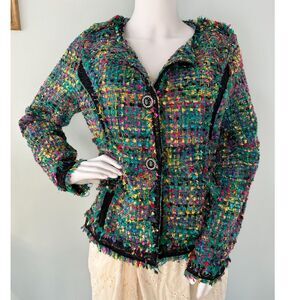 Berek Tweed Green Multicolor Blazer Whimsy Colorful Suit Jacket size Medium